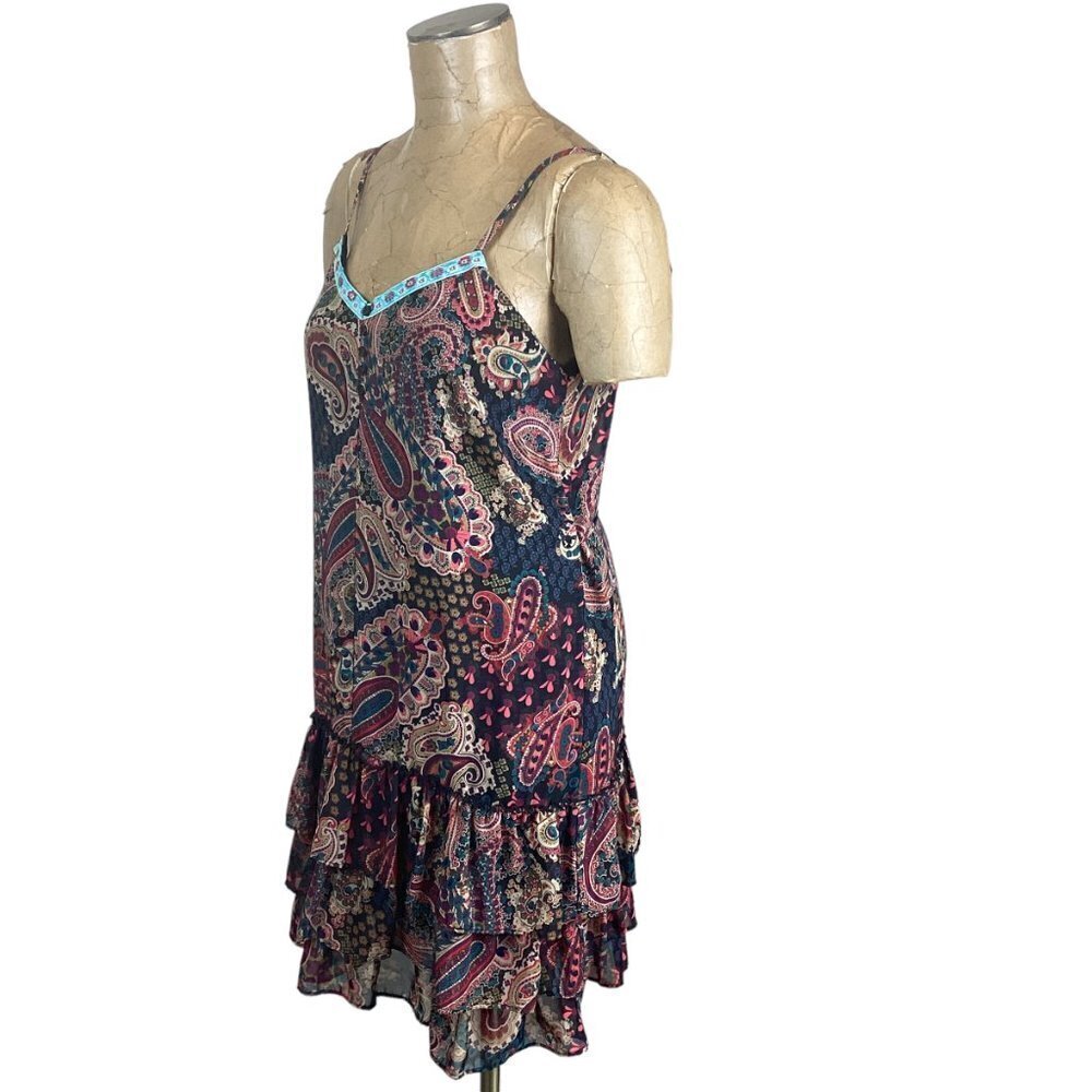 Xhilaration Paisley BOHO Mini Sun Dress Sz L #238A - Picture 4 of 10